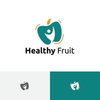 logo simple de manzana verde de fruta fresca saludable vector