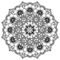 fondo floral con flor mehndi. adorno decorativo en estilo étnico oriental, adorno de garabato, dibujo a mano de contorno. página del libro para colorear. vector