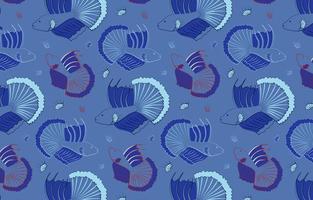 patrón hermoso y azul con peces betta. vector
