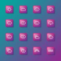icons with phenomena weather. Set of 16 trendy icons for websites or applications. UI and App icons for smartphones or tablets. Vector illustration
