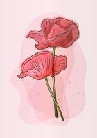 Modern art witn red poppies in watercolor style. Vintage red poppies. Great design for any purposes. Vector illustration