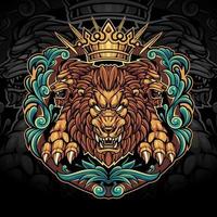el diseño del logotipo de la mascota del deporte rey leones vector