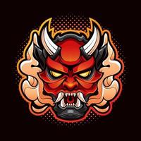 Oni head mascot logo design vector