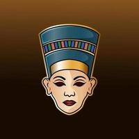 logotipo de mascota de esport de cabeza de nefertiti vector