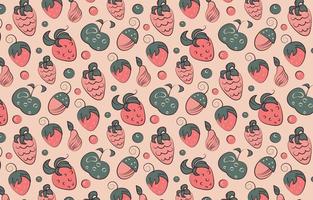 Cute pattern with different berries with background. Berry pattern on pink background. Vector illustration