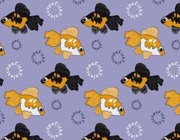 Cute cartoon pattern with bright telescope fish. Aquarium fish pattern. Vector illustration