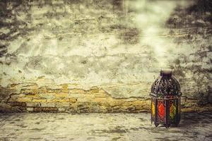lighted Lantern style Arab or Morocco vintage candle lantern for Muslim community holy month Ramadan Kareem photo
