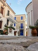 Charming traditional narrow streets of greek islands. Skiathos town on the Skiathos Island, Greece. photo