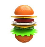 3D Rendering of Burger PNG