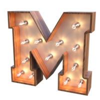 letters and number with lights 3d rendering png