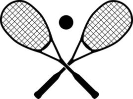 Squash rackets with ball on white background. squash crossed rackets sign. flat style. vector