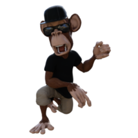 ilustração 3d de macaco divertido png