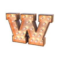 letters and number with lights 3d rendering png