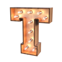 letras y números con luces 3d renderizado