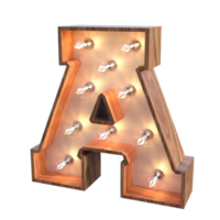 letters and number with lights 3d rendering png