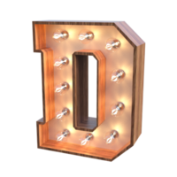 letters and number with lights 3d rendering png