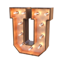 letters and number with lights 3d rendering png