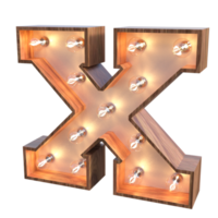 letters and number with lights 3d rendering png