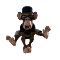 ilustração 3d de macaco divertido png