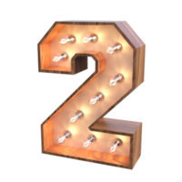 letters and number with lights 3d rendering png