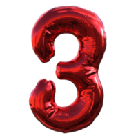 letras e números do balão 3d png