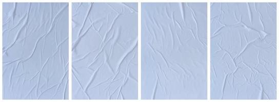 Set of wrinkled white paper templates. wet blank white paper for poster and text photo