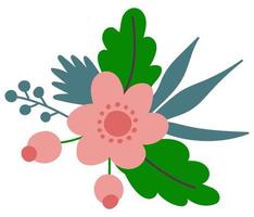 Cute hand drawn flower on a white, isolated background. Vector illustration.