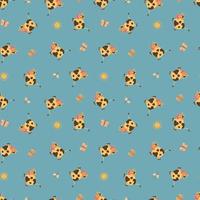 Seamless pattern with cute cows. Farm in hand-drawn style. Design for fabric, textile, wallpaper, packaging. vector