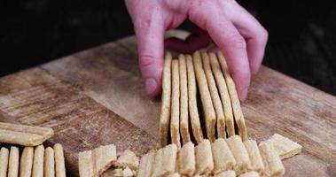 cut into pieces dietary crispy products with fruit fillings photo