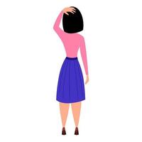 The woman thinks holding her head. View from the back. vector