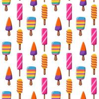 Seamless pattern of bright ice cream on a stick. Vector illustration