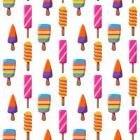 Seamless pattern of bright ice cream on a stick. Vector illustration