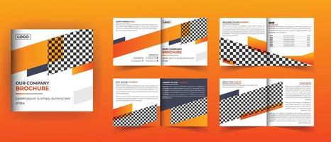 8 Pages square bifold brochure design vector