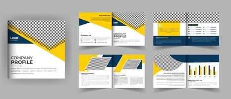 8 Pages square bifold brochure design vector