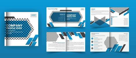 8 Pages square bifold brochure design vector