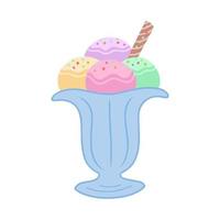 Ice cream in vase. Illustration for printing, backgrounds, covers, packaging, greeting cards, posters, stickers, textile and seasonal design. Isolated on white background. vector