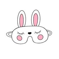 Cute Rabbit mask for sleep. Illustration for printing, backgrounds, covers and packaging. Image can be used for greeting cards, posters, stickers and textile. Isolated on white background. vector