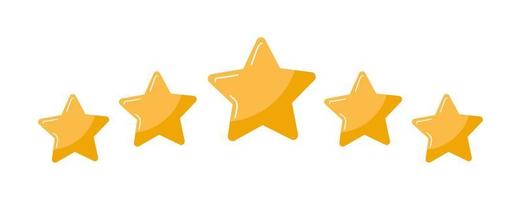 Vector five stars satisfied customer product rating review flat icon for apps and websites. give 5 star. Feedback illustration by giving rating. Flat online shopping with review