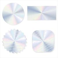 Collection of hologram stickers or labels with holographic texture vector