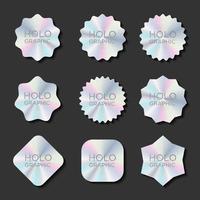 pegatinas o etiquetas holográficas con textura holográfica producto original vector