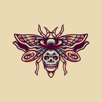 Skull Insect Retro Illustration vector