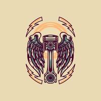 Piston With Wings Retro Illustration vector