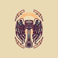 Piston With Wings Retro Illustration vector