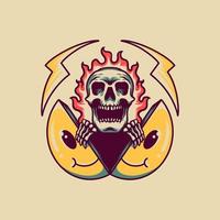 Skull And Smile Retro Illustration vector