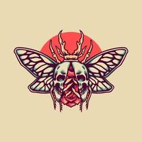 Rose Skull Insect Retro Illustration vector