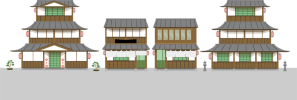 conjunto de casas y restaurantes japoneses antiguos.