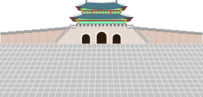 vista posterior de la puerta de gwanghwamun y el muro largo y el gran patio en el palacio gyeongbokgung en seúl, corea del sur png