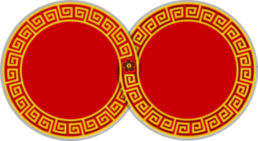 twin of single of gold pattern oriental asia element circle style png