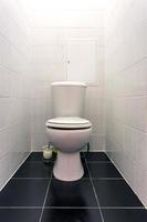 white ceramic toilet bowl in restroom photo