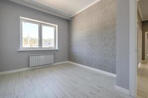 empty white room with repair and without furniture photo